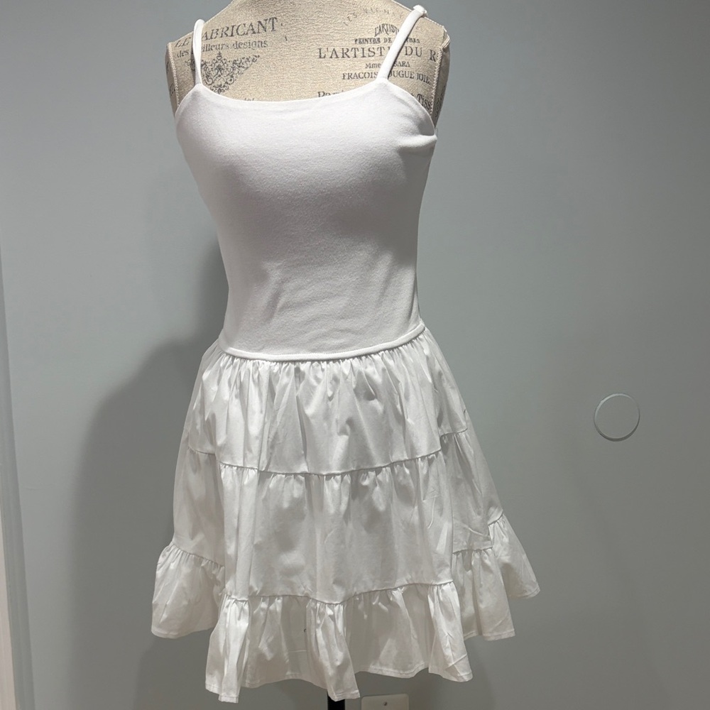 Madden Girl White Tiered Mini Skirt Dress Sz Large